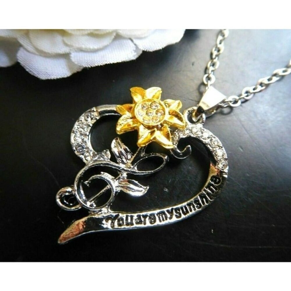 1 PC NEW SUNFLOWER FLOWER  Necklace Music Note You Are My Sunshine Daisy Love